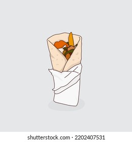 Kebab template in cartoon design with wrapping paper design