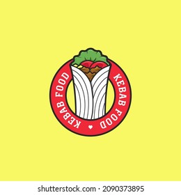 Plantilla de icono del logotipo de la marca Kebab tortilla sandwich