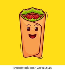 Kebab Vector Art Illustration on Isolated Background. Food Vector Illustration. Food Logo Concept. Food Cartoon Style Illustration.