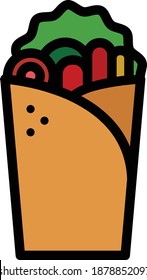 Kebab Vector Icon in Filled Outline Style. Kebab is usually made of lamb and beef, various skewered meat dishes from Turkey. Vector illustration icon can be used for an app, website, or part of a logo