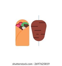 Icono de Vector Kebab. Estilo plano del icono de la comida y de la bebida. uso perfecto para el logotipo, la presentación, el Sitio web, y más. estilo moderno del color del diseño del icono
