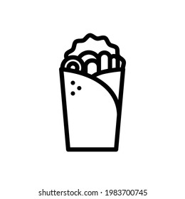 Kebab Vector Icon in Outline Style. Kebab is usually made of lamb and beef, various skewered meat dishes from Turkey. Vector illustration icon can be used for an app, website, or part of a logo.