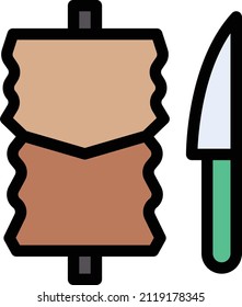 ilustración de kebab Vector en un fondo transparente. Símbolos de calidad premium. Icono vectorial de trazo para el concepto y diseño gráfico.