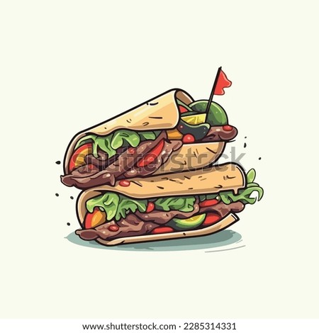 kebab vector logo, typical turkish delicious food