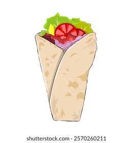 kebab with vegetable and meat filling