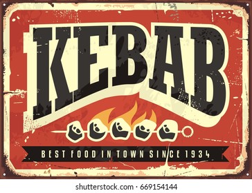 Kebab vintage tin sign
