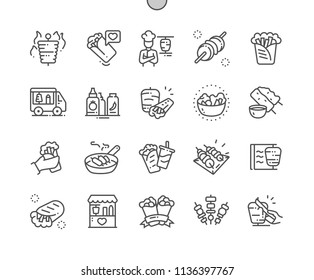 Kebabs Well-crafted Pixel Perfect Vector Thin Line Icons 30 2x Grid for Web Graphics and Apps. Simple Minimal Pictogram