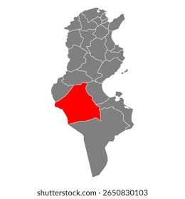 Kebili da Tunísia Governorata forma do mapa, viajar web plano ícone vetor ilustração .