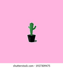 KEBUMEN, INDONESIA 02 March 2021 vector illustration of a green cactus in a black pot, Kebumen, Indonesia