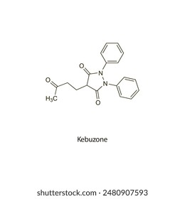 Kebuzone flat skeletal molecular structure NSAID drug used in Pain treatment. Vector illustration scientific diagram.