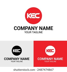 KEC letter initial around into a circle swoosh logo design template