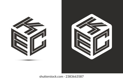 KEC letter logo design with illustrator cube logo, vector logo modern alphabet font overlap style. Premium Business logo icon. White color on black background