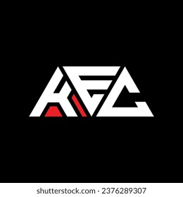 Diseño del logotipo de la letra triangular de KEC con forma triangular. Monograma de diseño del logotipo del triángulo de KEC. Plantilla de logotipo vectorial de triángulo de KEC con color rojo. Logo triangular de KEC Diseño sencillo, elegante y lujoso.