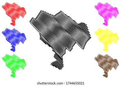 Kecskemet City (Hungary, Bacs-Kiskun County) map vector illustration, scribble sketch City of Kecskemet map