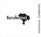 Kecskemet map and black lettering design on white background