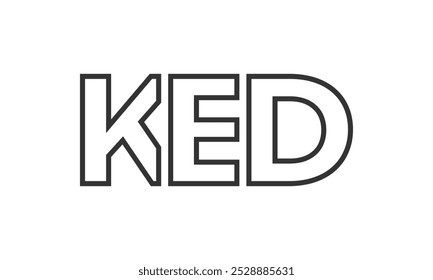 KED logo design template with strong and modern bold text. Initial based vector logotype featuring simple and minimal typography. Trendy company identity ideal for businesses brand presence.