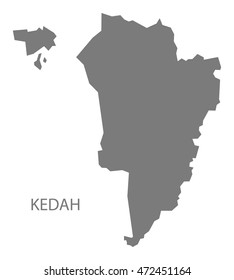 Kedah Malaysia Map in grey