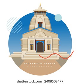 Kedarnath Temple, Jyotirlingas - Uttarakhand - Stock Illustration as EPS 10 File