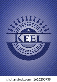 Keel emblem with jean texture. Vector Illustration. Detailed.