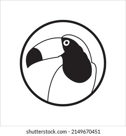 Keel-billed toucan head for logo, american symbol, simple illustration, mascot, vector