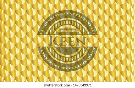 Keen gold badge. Scales pattern. Vector Illustration. Detailed.