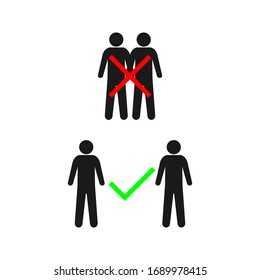 Mantenga el icono de 1 metro de distancia. Equipo protector contra la epidemia de coronovirus Signo ilustrativo vectorial color editable