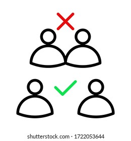 Keep the 1 meter distance icon. Coronovirus epidemic protective equipment sign vector illustration color editable
