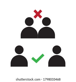 Mantenga el icono de 1 metro de distancia. Equipo protector contra la epidemia de coronovirus signo ilustración del vector color editable en el fondo blanco