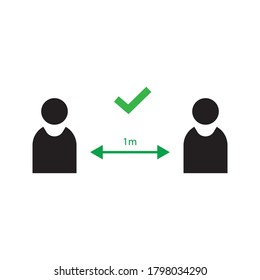 Keep the 1 meter distance icon. Coronovirus epidemic protective equipment sign vector illustration color editable on white background