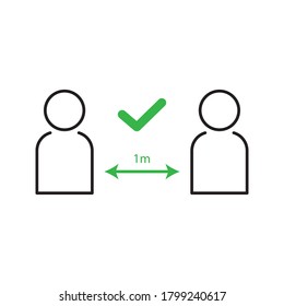 Keep the 1 meter distance icon. Coronovirus epidemic protective equipment sign vector illustration color editable on white background