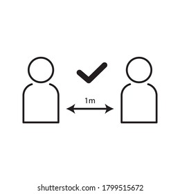 Keep the 1 meter distance icon. Coronovirus epidemic protective equipment sign vector illustration color editable on white background