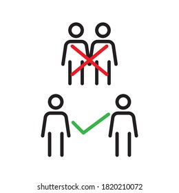 Keep the 1 meter distance icon. Coronovirus epidemic protective equipment sign vector illustration
