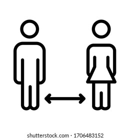 Keep the 1-2 meter distance Concept, Social Distancing Symbol on White background,  Social isolation Vector Icon Design, Prevention of Coronavirus Disease (COVID-19) Symbol
