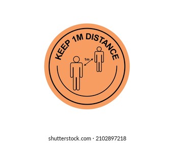 Keep 1m Distance Icon Vector