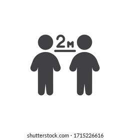 Keep The 2 Meter Distance Vector Icon. Filled Flat Sign For Mobile Concept And Web Design. Social Distancing 2 Meter Glyph Icon. Symbol, Logo Illustration. Vector Graphics