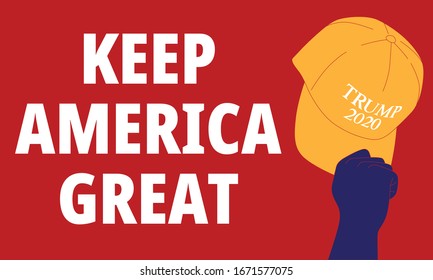 Keep america great. Trump campaign the 2020 United States presidential election. Vector Illustration.