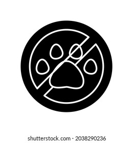 Keep away from animals black glyph manual label icon. Get vr headset away from pets to avoid breakage. Silhouette symbol on white space. Vector isolated illustration for product use instructions