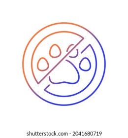 Keep away from animals gradient linear vector manual label icon. Get vr away from pets. Thin line color symbol. Modern style pictogram. Vector isolated outline drawing for product use instructions