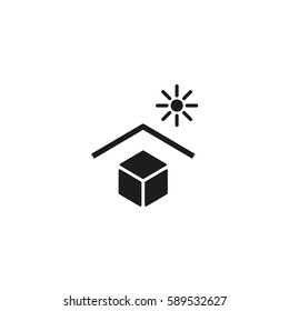 Keep away from direct sunlight symbol isolated on white background vector illustration. Solar protection cargo sign. International standard black packaging pictogram