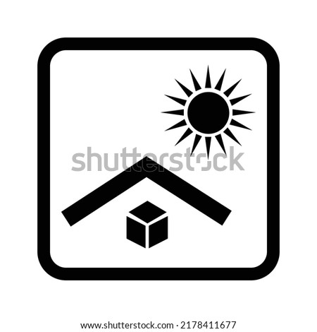 Keep away from direct sunlight symbol - Storage and packaging sign, sun, heat protection,