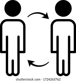 Mantener alejado uno del otro diseño de iconos vectores, concepto de distanciamiento social, consecuencias económicas de COVID-19 sobre el fondo blanco, símbolo de problemas socioeconómicos después de la pandemia del coronavirus