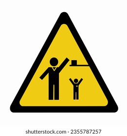 Keep away from kids, Keep out of the reach of children yellow triangle sign isolated on white background, Illustration vector design