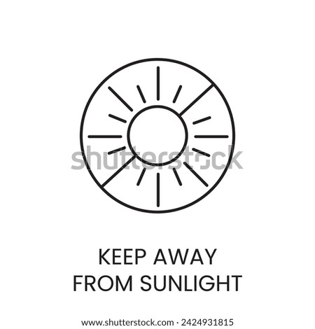 Keep away from sunlight line icon in vector with editable stroke for packaging