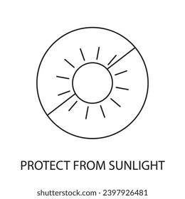 Kein Sonnenlicht, Vektorsymbol für Lebensmittelverpackungen, Illustration der Sonne im Kreislauf