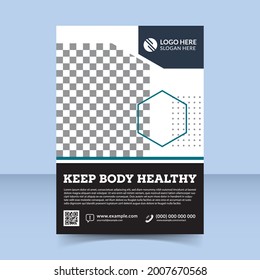 Keep Body Healthy flyer template design Women fit body