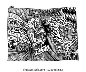 keep calm black and white zentangle