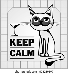 Keep calm cat vector. For postcards book covers