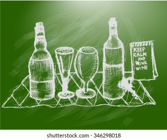 keep calm and drink wine, sketch