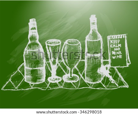 keep calm and drink wine, sketch