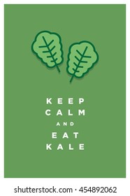 Keep Calm And Eat Kale (Line Art in Flat Style Vector Illustration Design)